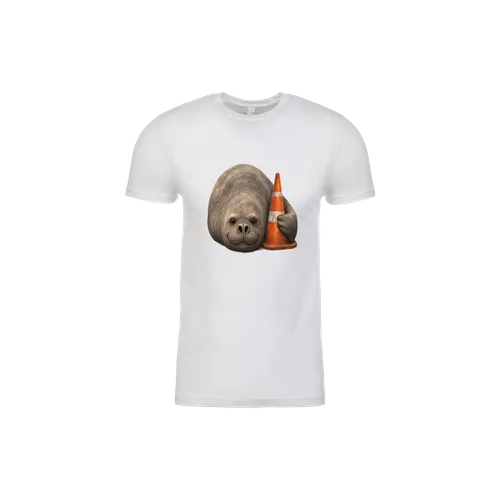 Traffic Cone Seal, Living The Dream, White Cotton Crew T-Shirt